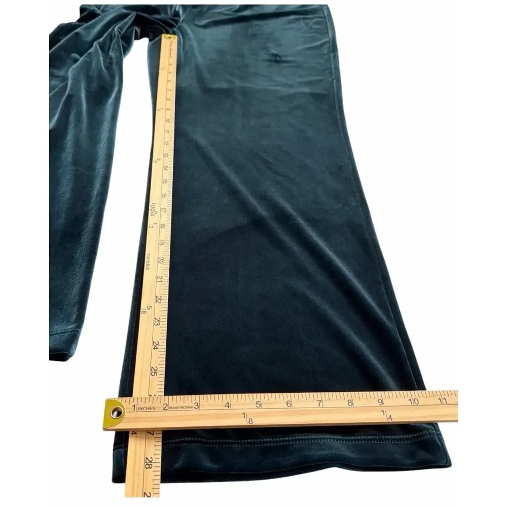 Chico’s Velvet 2 Piece Set Womens Large Teal 3/4 Sleeve Pull On Pants Relaxed - Picture 8 of 10